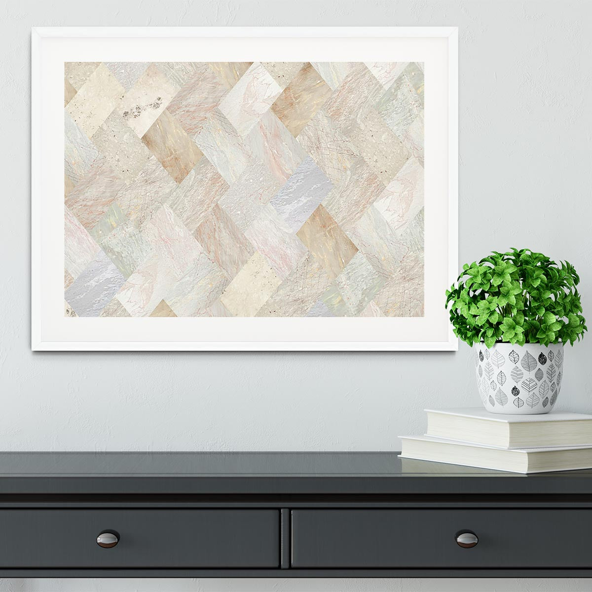 Netural Patterned Marble Framed Print - Canvas Art Rocks - 5
