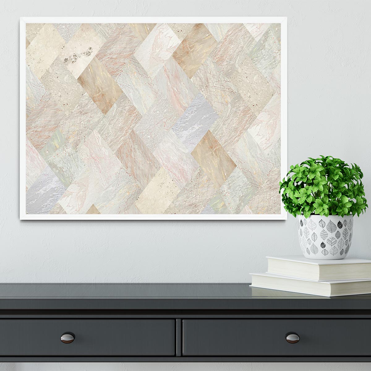 Netural Patterned Marble Framed Print - Canvas Art Rocks -6