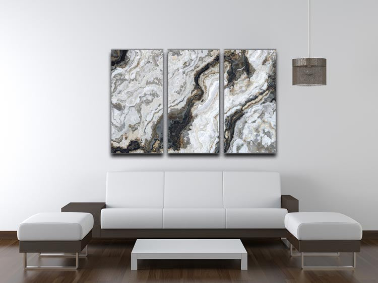 Neutral Coloured Marble 3 Split Panel Canvas Print - Canvas Art Rocks - 3