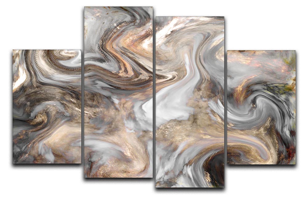 Neutral Stone Swirl Marble 4 Split Panel Canvas - Canvas Art Rocks - 1