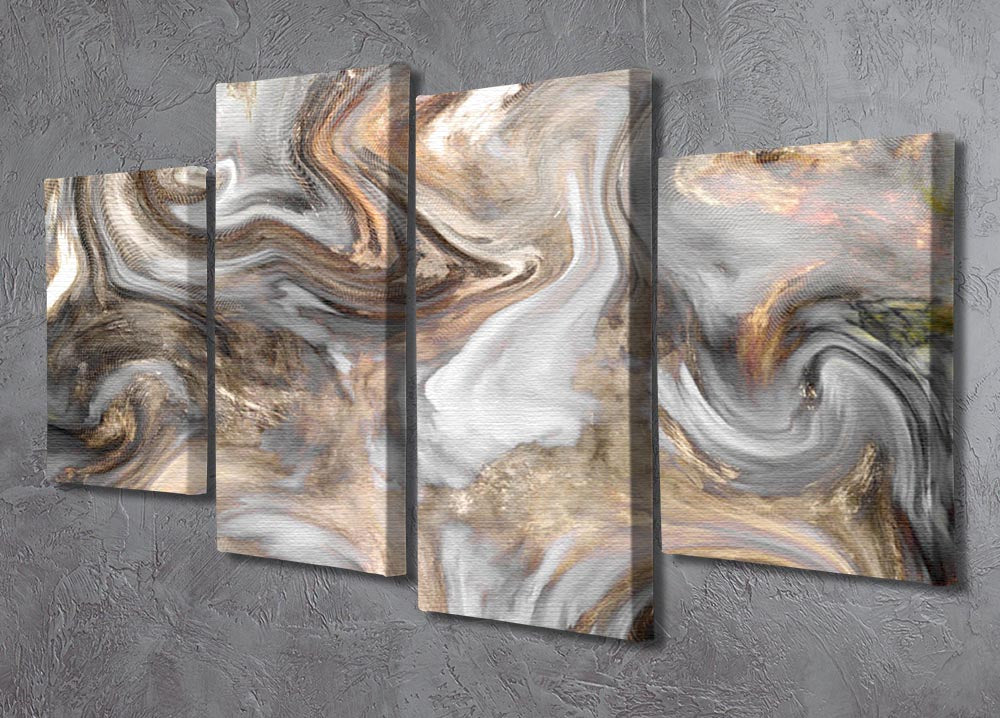 Neutral Stone Swirl Marble 4 Split Panel Canvas - Canvas Art Rocks - 2