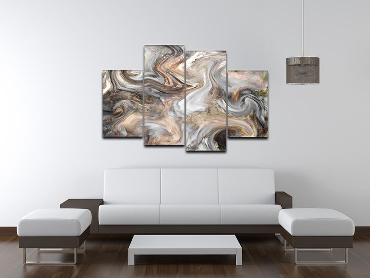 Neutral Stone Swirl Marble 4 Split Panel Canvas - Canvas Art Rocks - 3