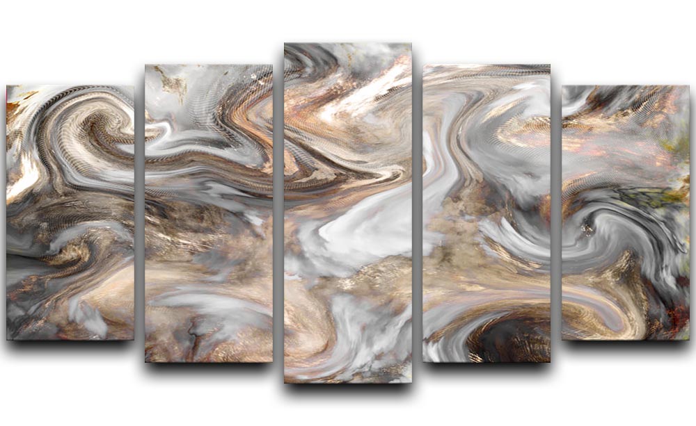 Neutral Stone Swirl Marble 5 Split Panel Canvas - Canvas Art Rocks - 1