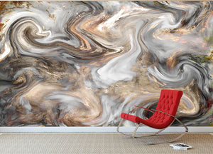 Neutral Stone Swirl Marble Wall Mural Wallpaper - Canvas Art Rocks - 2
