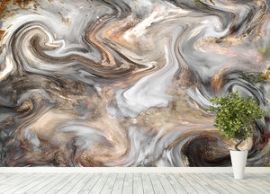 Neutral Stone Swirl Marble Wall Mural Wallpaper - Canvas Art Rocks - 4