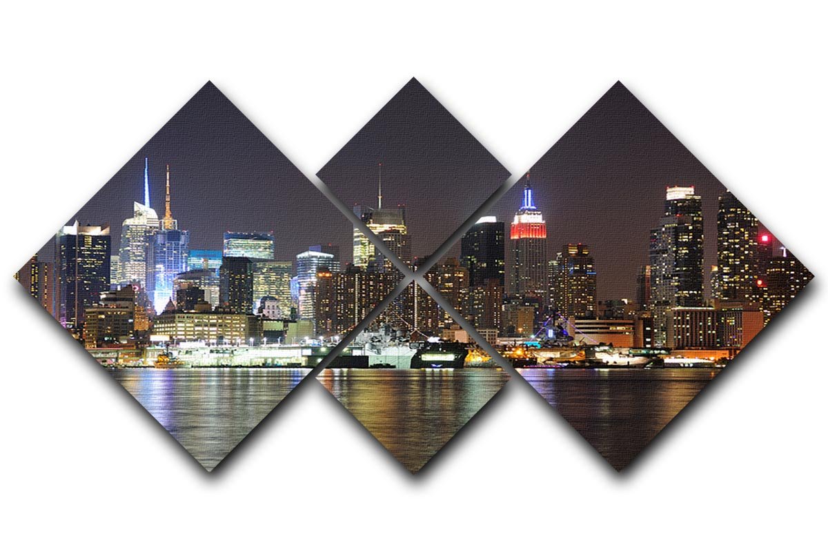 New Jersey Weehawken waterfront 4 Square Multi Panel Canvas  - Canvas Art Rocks - 1