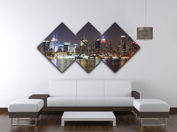 New Jersey Weehawken waterfront 4 Square Multi Panel Canvas  - Canvas Art Rocks - 3