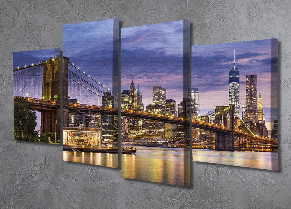 New York City at twilight 4 Split Panel Canvas  - Canvas Art Rocks - 2