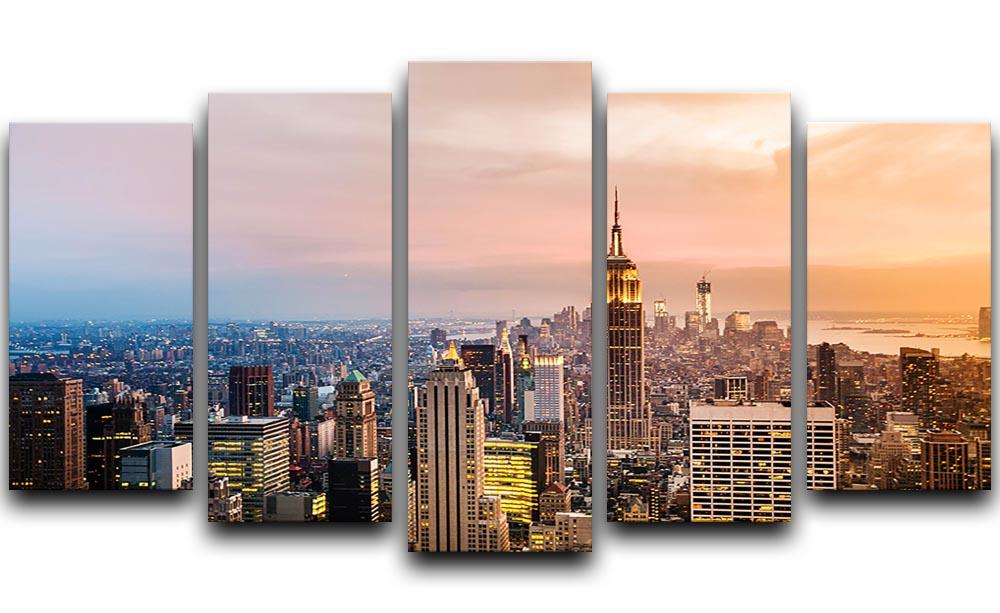 New York City skyline at sunset 5 Split Panel Canvas  - Canvas Art Rocks - 1