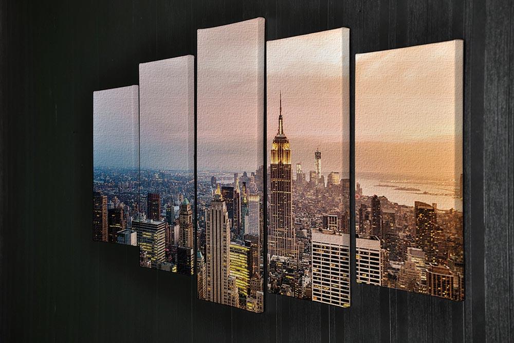 New York City skyline at sunset 5 Split Panel Canvas  - Canvas Art Rocks - 2