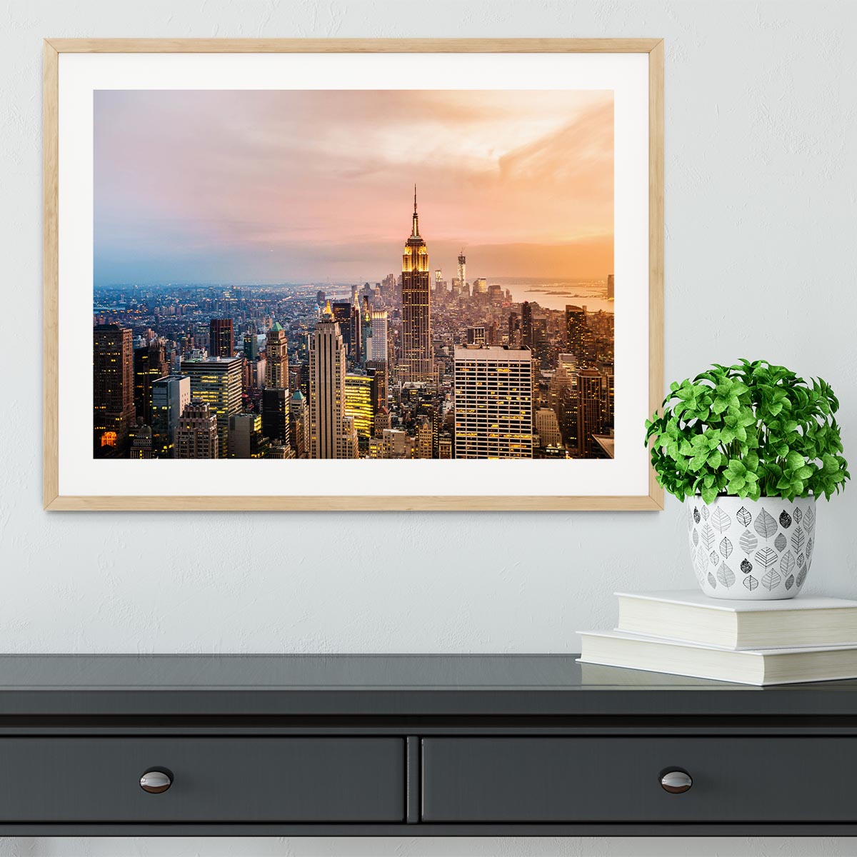 New York City skyline at sunset Framed Print - Canvas Art Rocks - 3