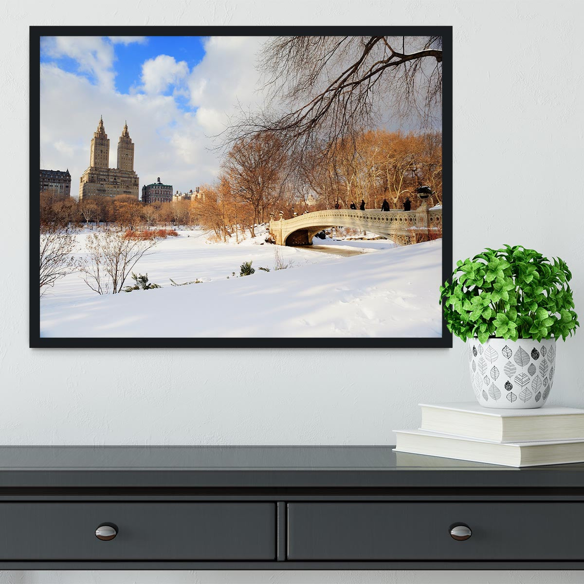 New York Manhattan Central Park panorama winter Framed Print - Canvas Art Rocks - 2