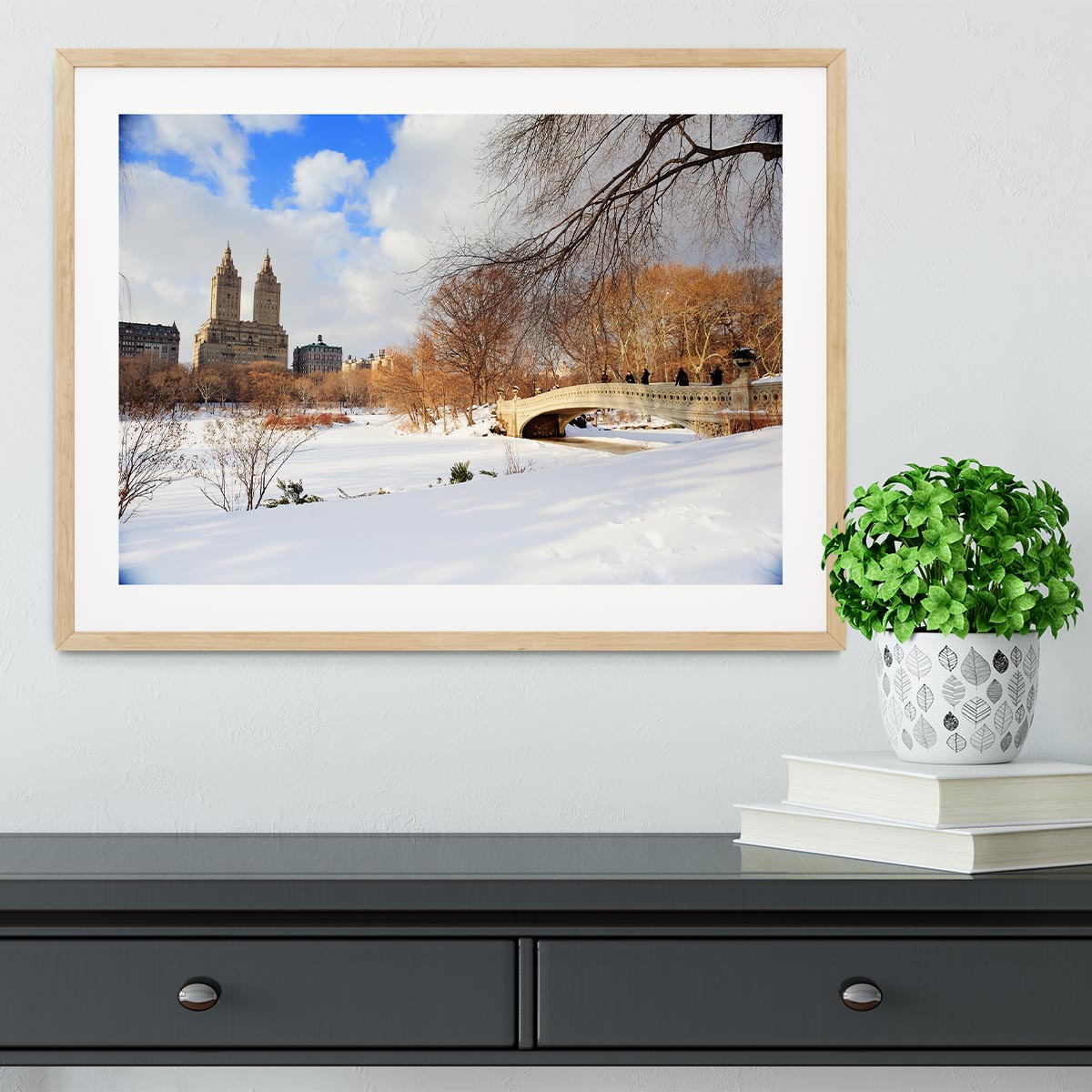 New York Manhattan Central Park panorama winter Framed Print - Canvas Art Rocks - 3