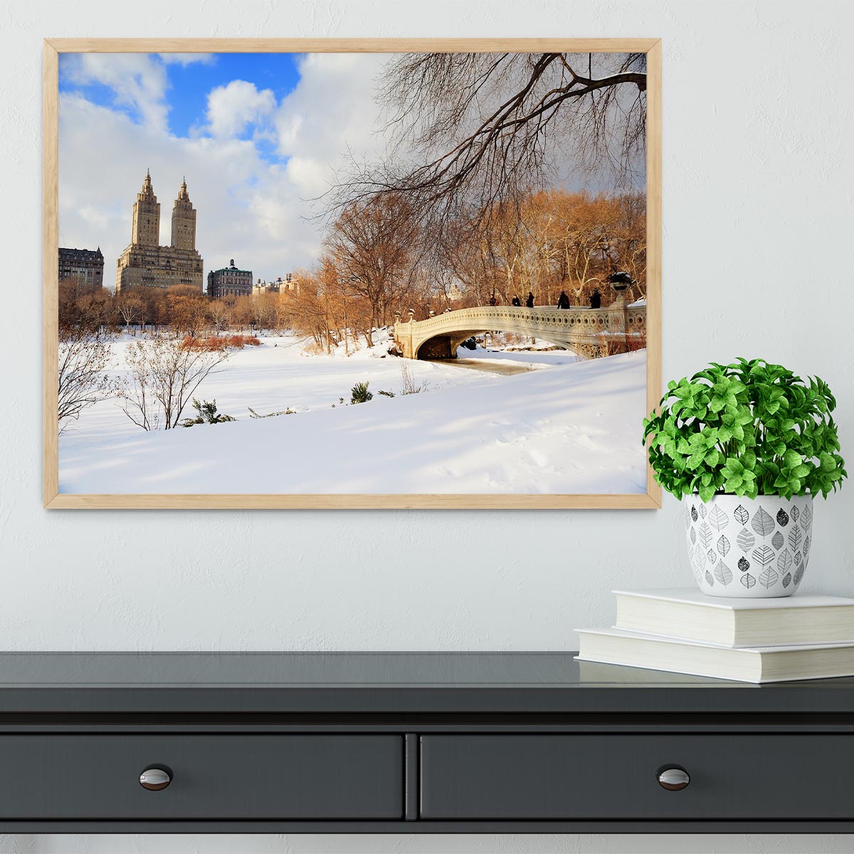 New York Manhattan Central Park panorama winter Framed Print - Canvas Art Rocks - 4