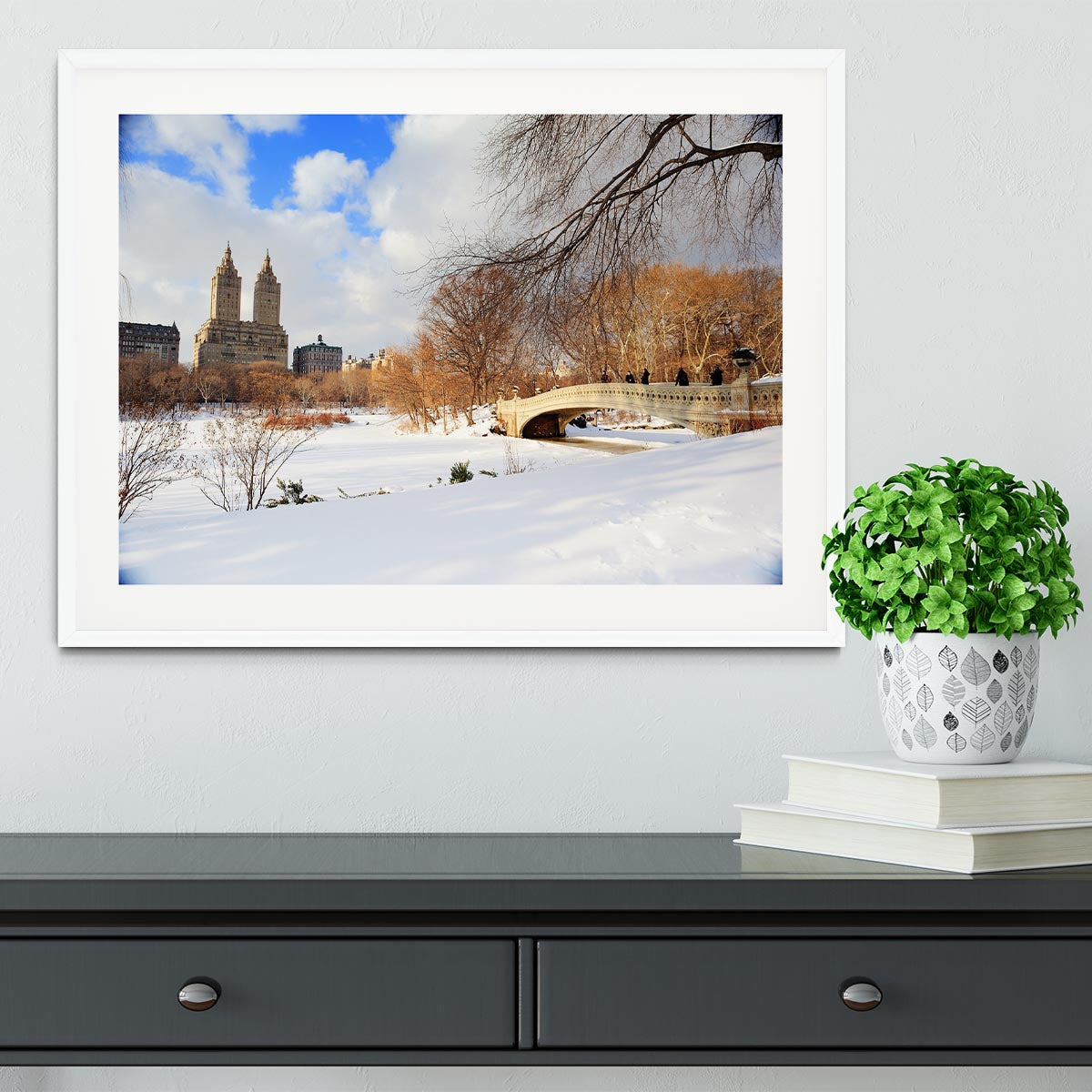 New York Manhattan Central Park panorama winter Framed Print - Canvas Art Rocks - 5