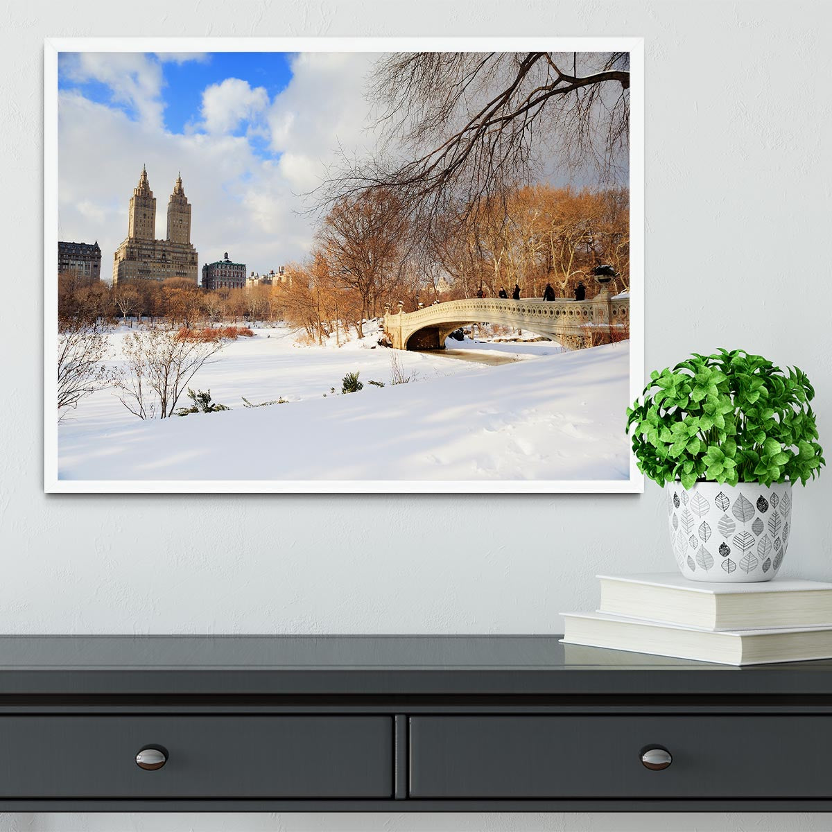 New York Manhattan Central Park panorama winter Framed Print - Canvas Art Rocks -6