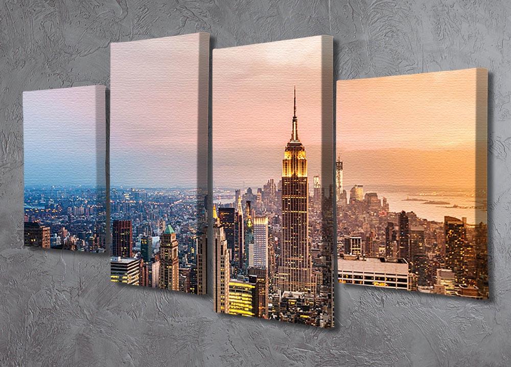 New York skyline skyscrapers at sunset 4 Split Panel Canvas  - Canvas Art Rocks - 2