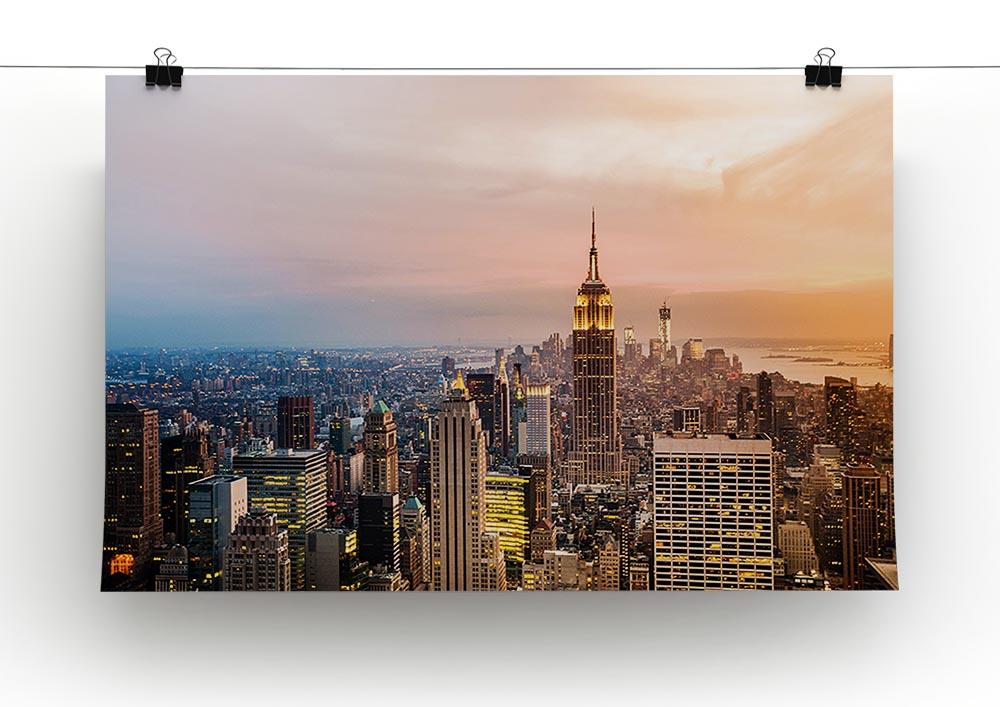 New York skyline skyscrapers at sunset Canvas Print or Poster - Canvas Art Rocks - 2