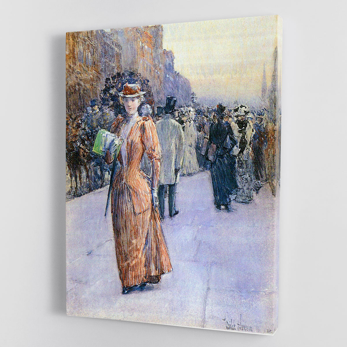 New York street scene by Hassam Canvas Print or Poster - Canvas Art Rocks - 1