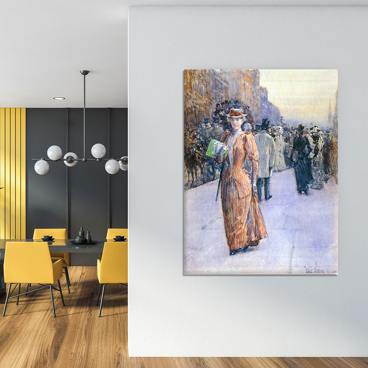 New York street scene by Hassam Canvas Print or Poster - Canvas Art Rocks - 4