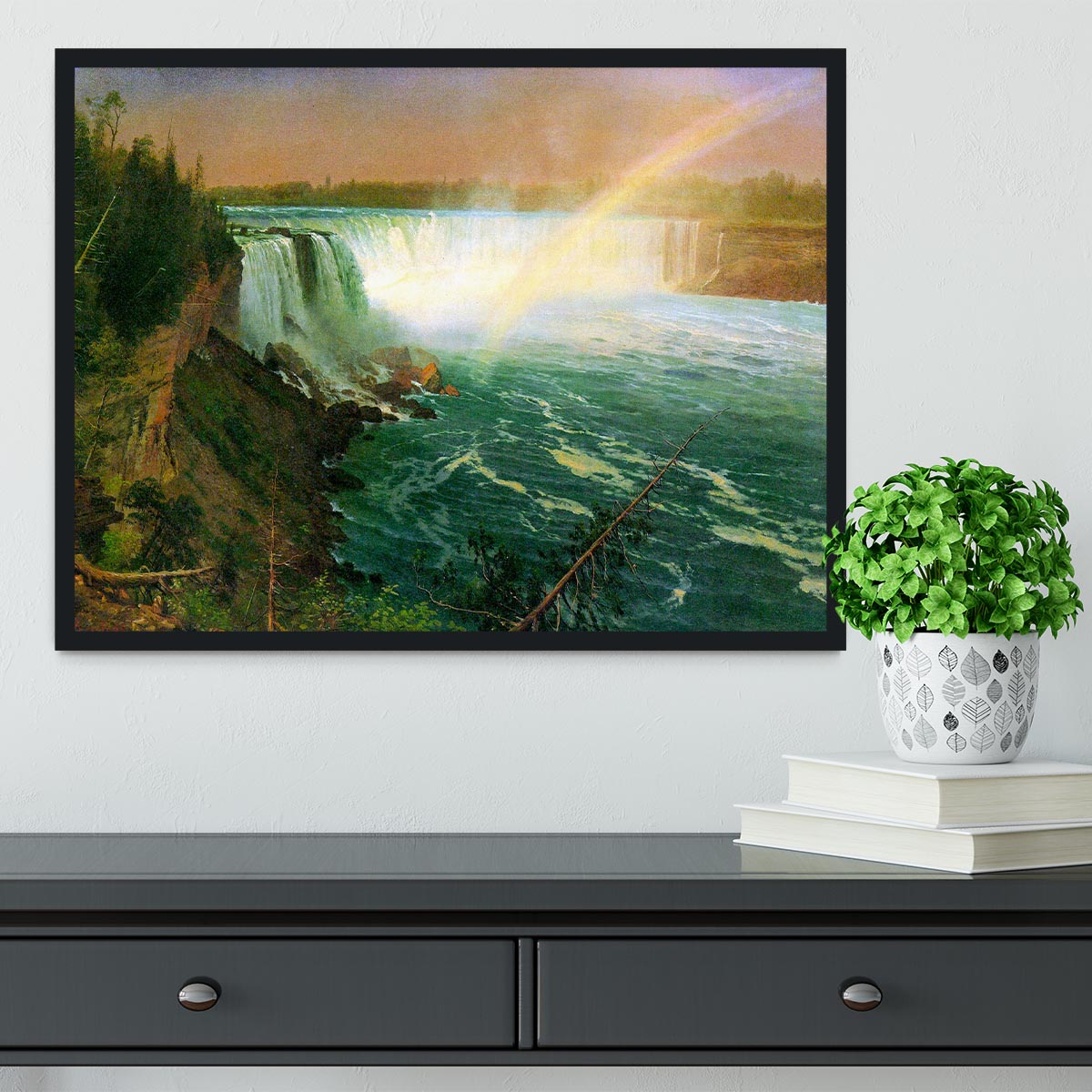 Niagra Falls by Bierstadt Framed Print - Canvas Art Rocks - 2