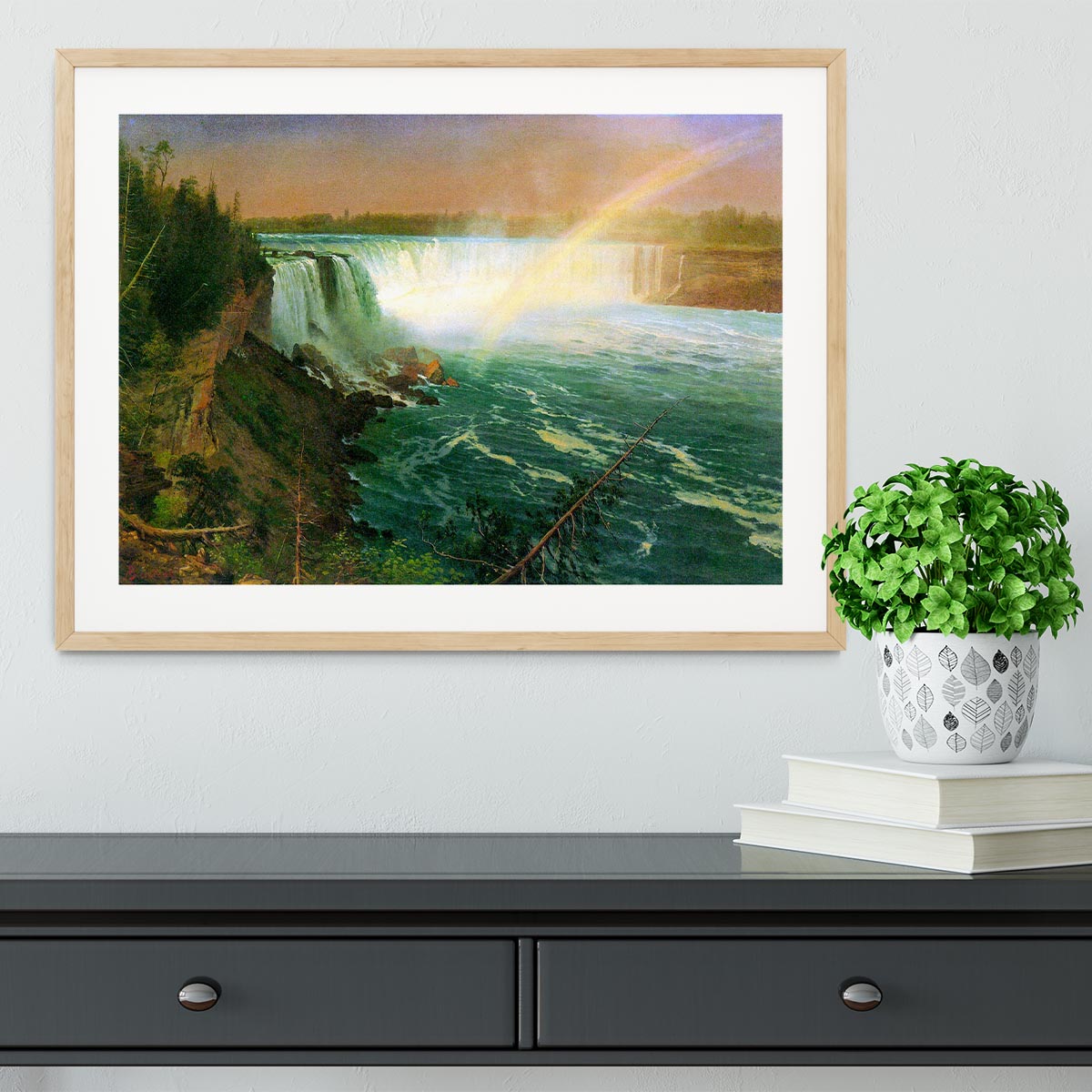 Niagra Falls by Bierstadt Framed Print - Canvas Art Rocks - 3