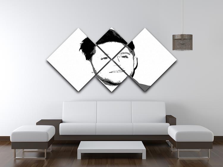 Niall Horan of One Direction Black and White Pop Art 4 Square Multi Panel Canvas - Canvas Art Rocks - 3