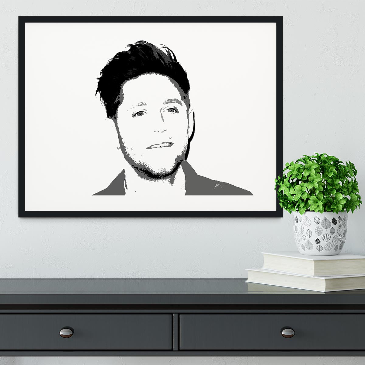 Niall Horan of One Direction Black and White Pop Art Framed Print - Canvas Art Rocks - 1