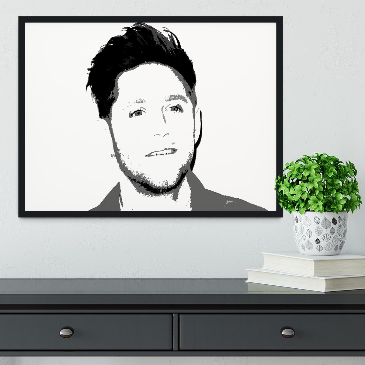 Niall Horan of One Direction Black and White Pop Art Framed Print - Canvas Art Rocks - 2