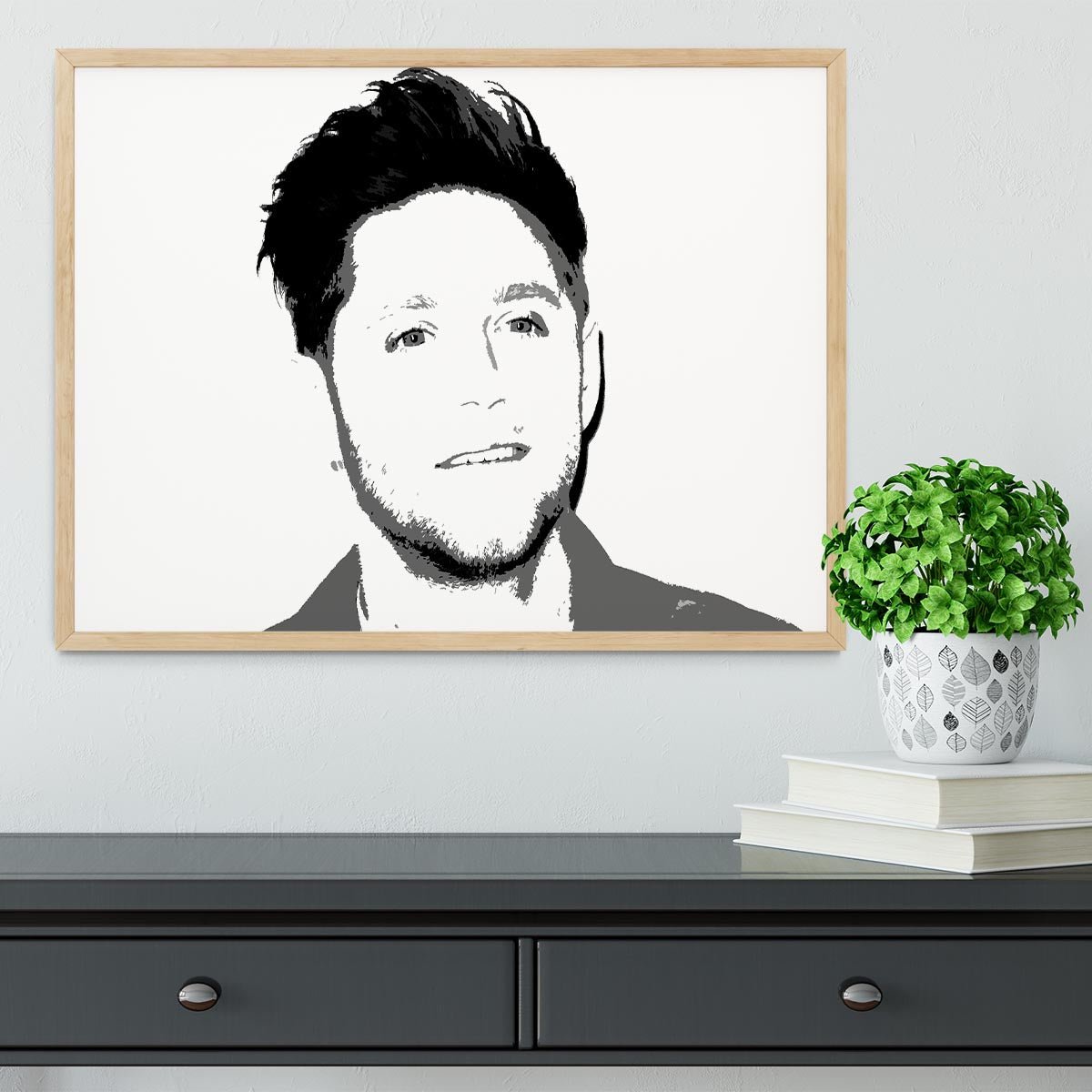 Niall Horan of One Direction Black and White Pop Art Framed Print - Canvas Art Rocks - 4