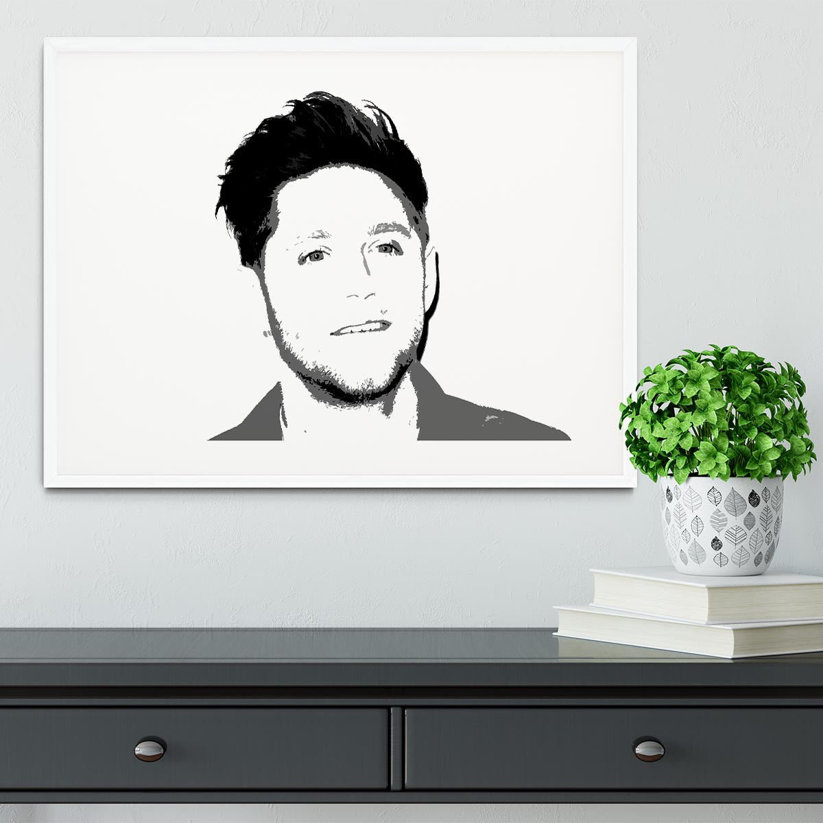 Niall Horan of One Direction Black and White Pop Art Framed Print - Canvas Art Rocks - 5