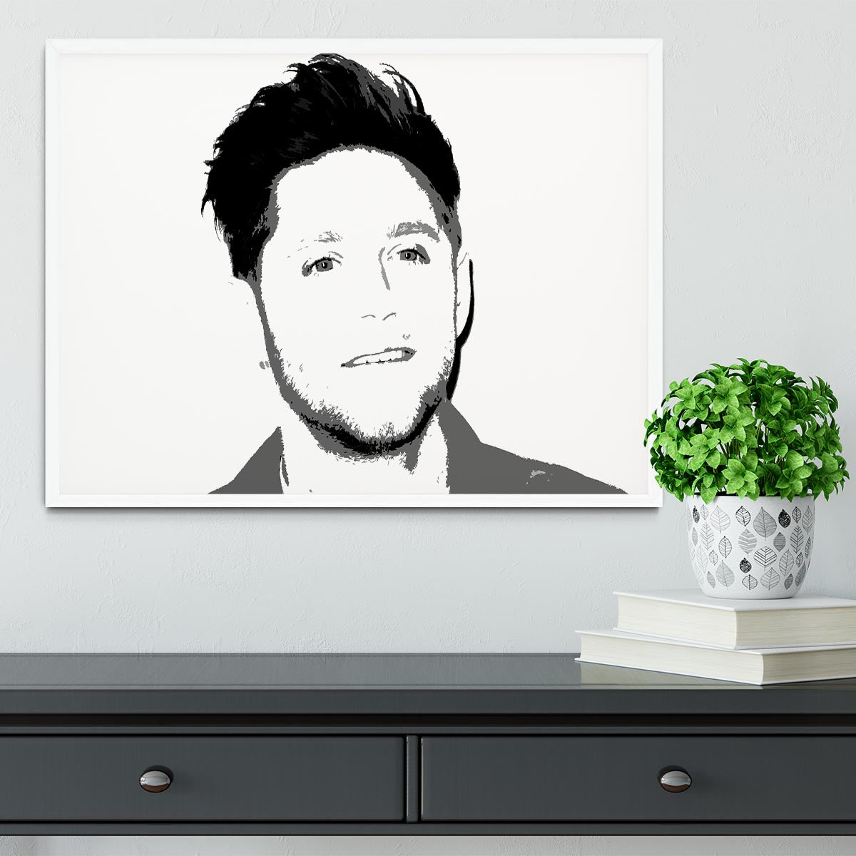 Niall Horan of One Direction Black and White Pop Art Framed Print - Canvas Art Rocks -6