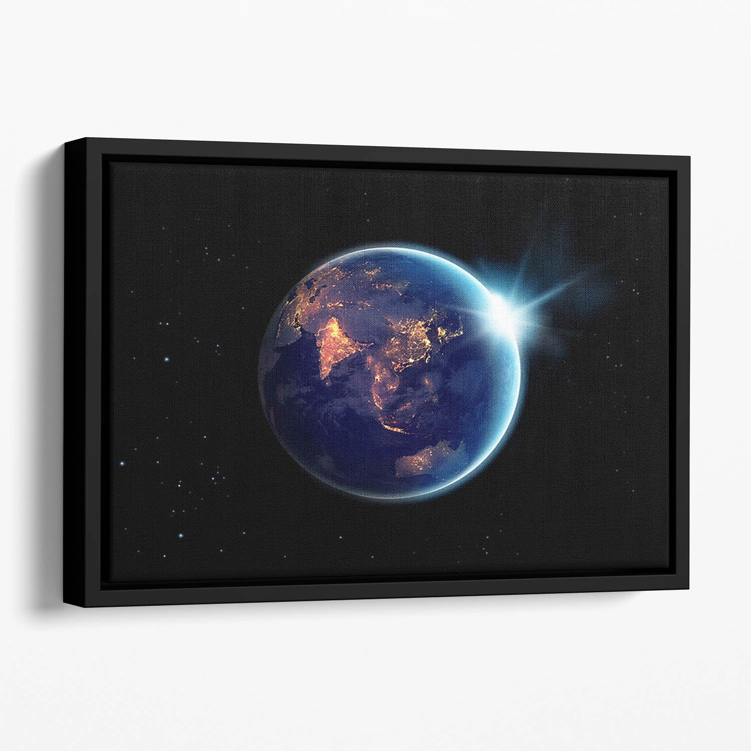 Night in planet Floating Framed Canvas