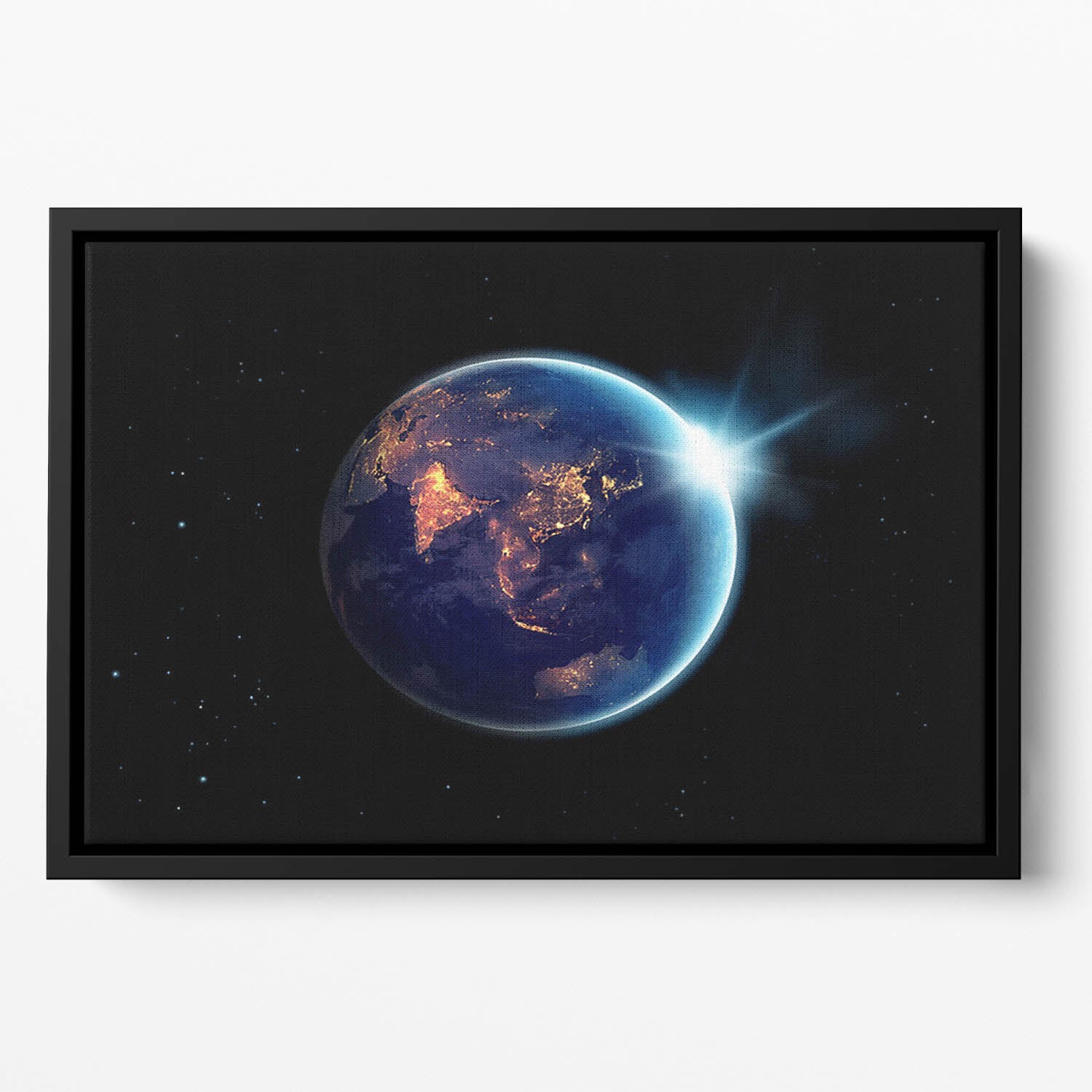 Night in planet Floating Framed Canvas