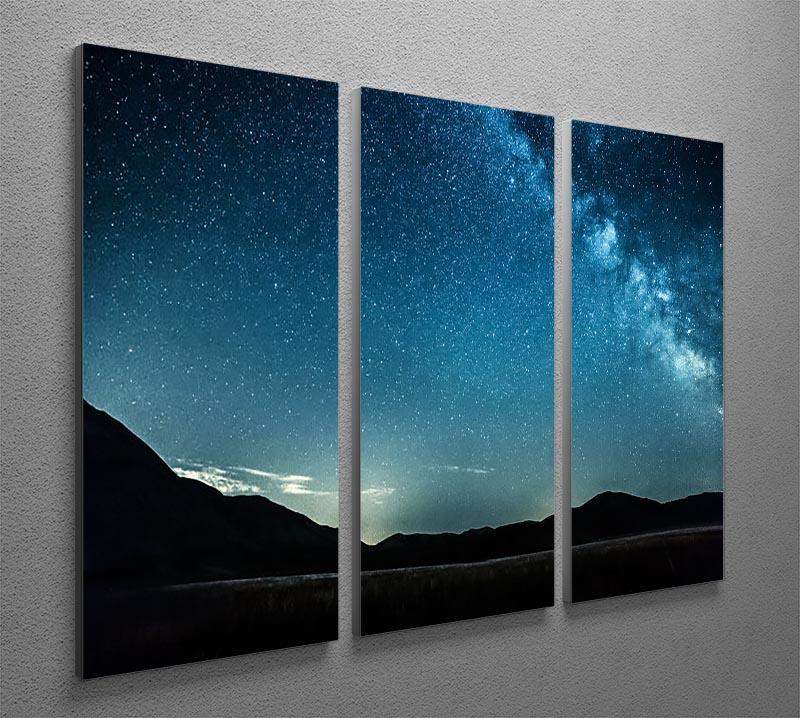 Night sky with stars milky way over mountains 3 Split Panel Canvas Print - Canvas Art Rocks - 2