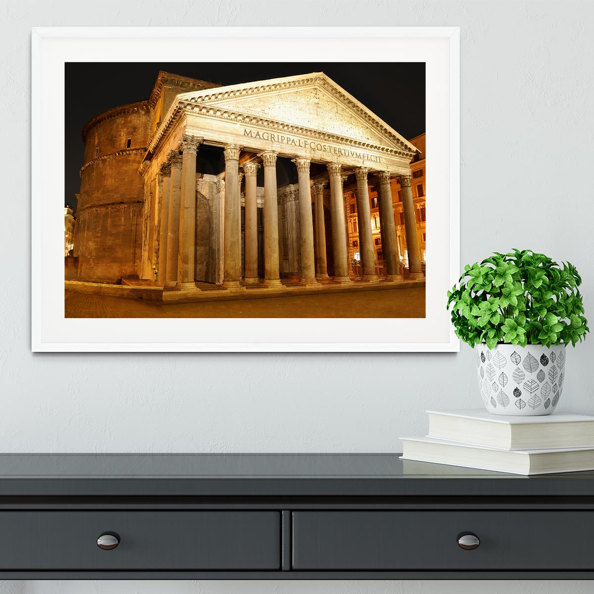 Night view of Pantheon Rome Framed Print - Canvas Art Rocks - 5