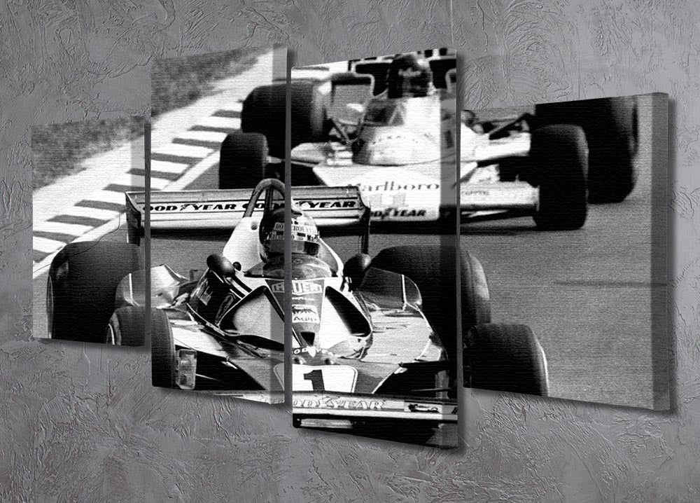 Niki Lauda leads James Hunt in the British Grand Prix 1976 4 Split Panel Canvas - Canvas Art Rocks - 2