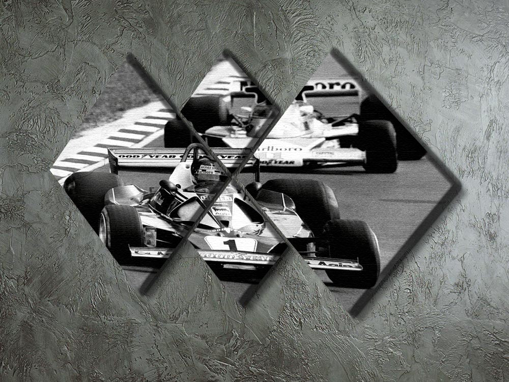 Niki Lauda leads James Hunt in the British Grand Prix 1976 4 Square Multi Panel Canvas - Canvas Art Rocks - 2