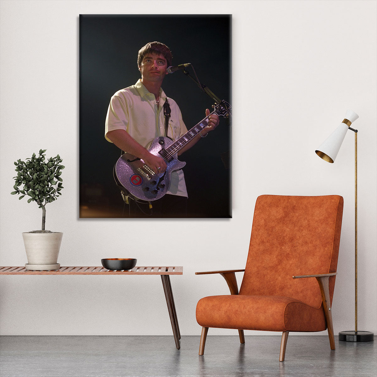 Noel Gallager of Oasis playing guitar Canvas Print or Poster