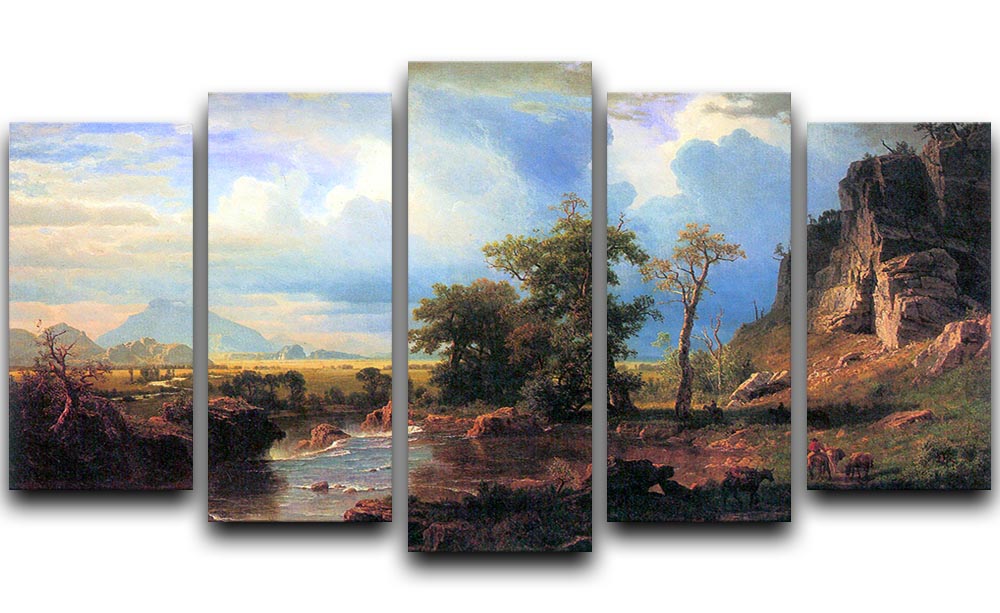 Northern fork of the Plate Nebraska by Bierstadt 5 Split Panel Canvas - Canvas Art Rocks - 1