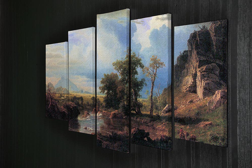Northern fork of the Plate Nebraska by Bierstadt 5 Split Panel Canvas - Canvas Art Rocks - 2