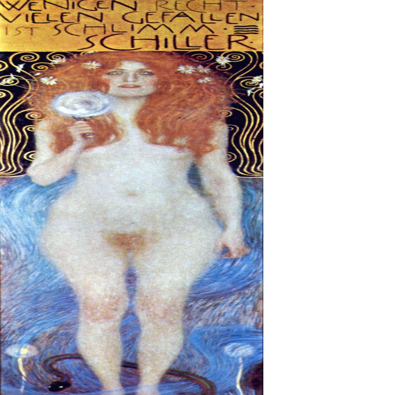 Nuda Veritas Naked Truth by Klimt Floating Framed Canvas
