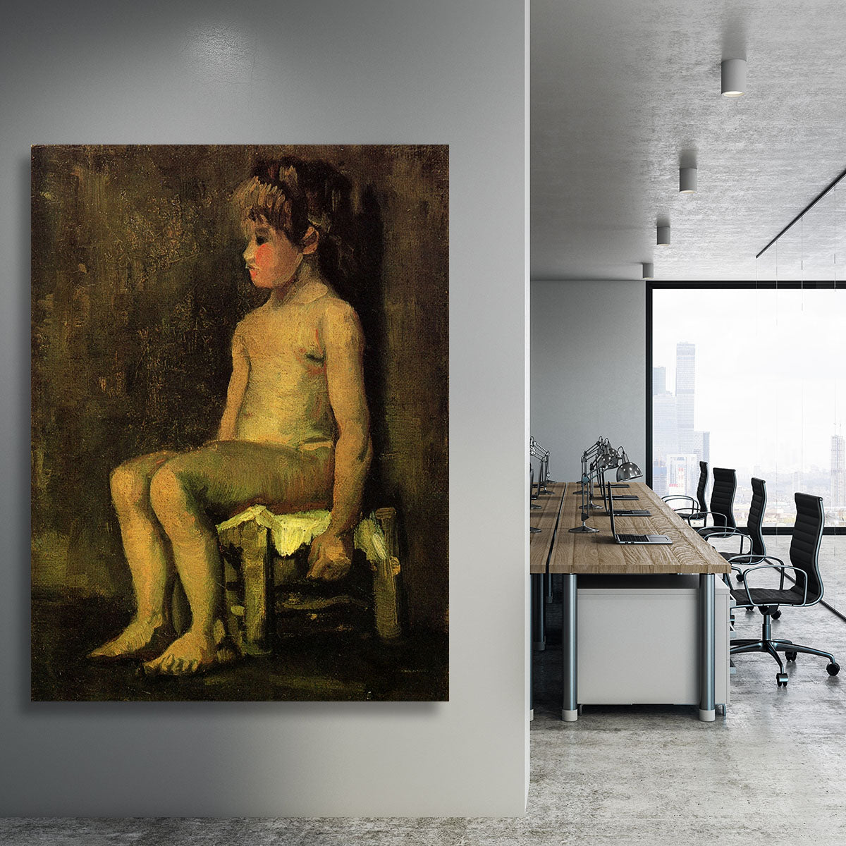 Nude Study of a Little Girl Seated by Van Gogh Canvas Print or Poster - Canvas Art Rocks - 3