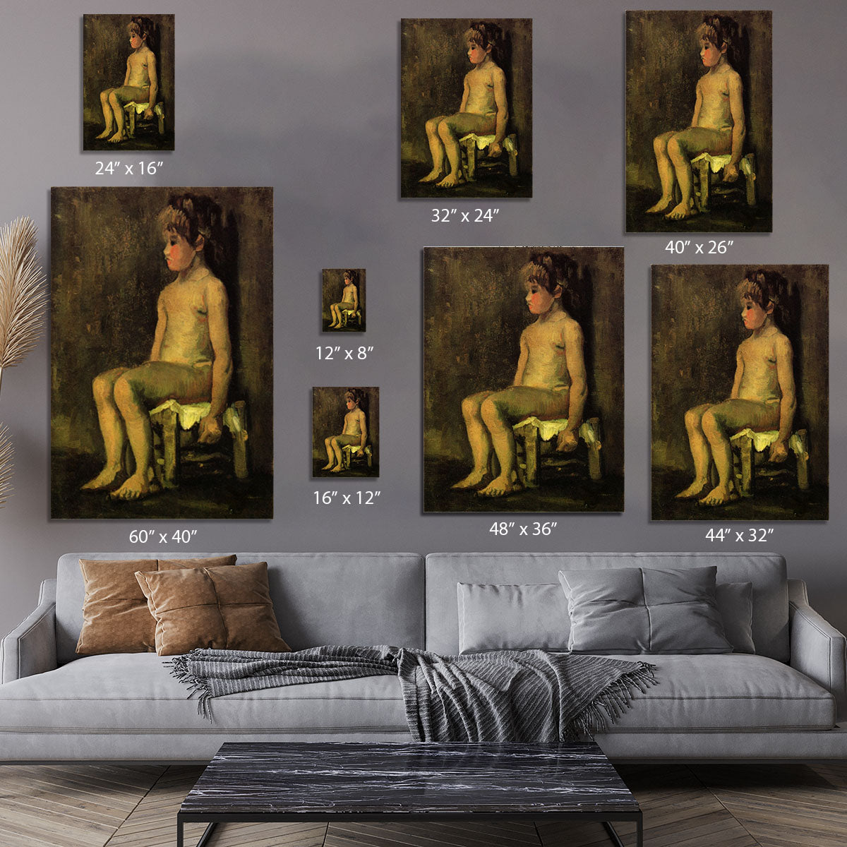 Nude Study of a Little Girl Seated by Van Gogh Canvas Print or Poster - Canvas Art Rocks - 7