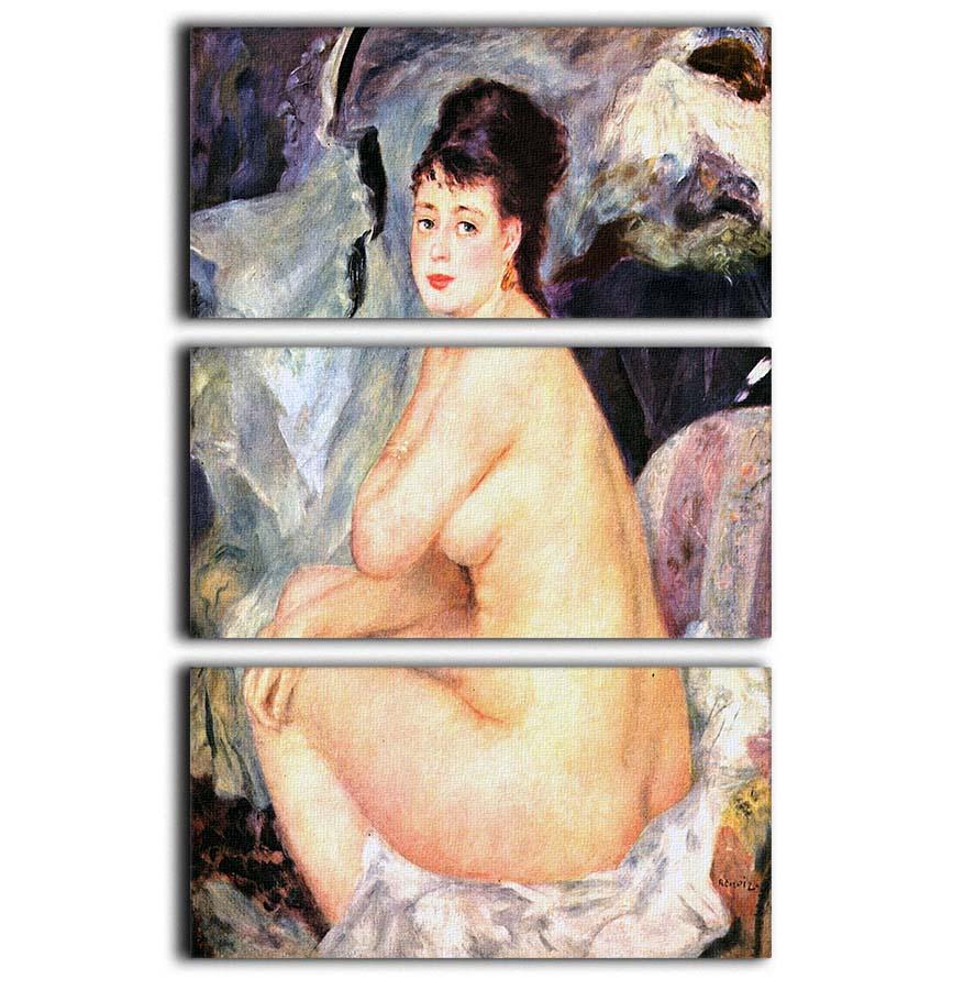 Nude female Anna by Renoir 3 Split Panel Canvas Print - Canvas Art Rocks - 1