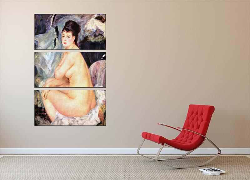 Nude female Anna by Renoir 3 Split Panel Canvas Print - Canvas Art Rocks - 2