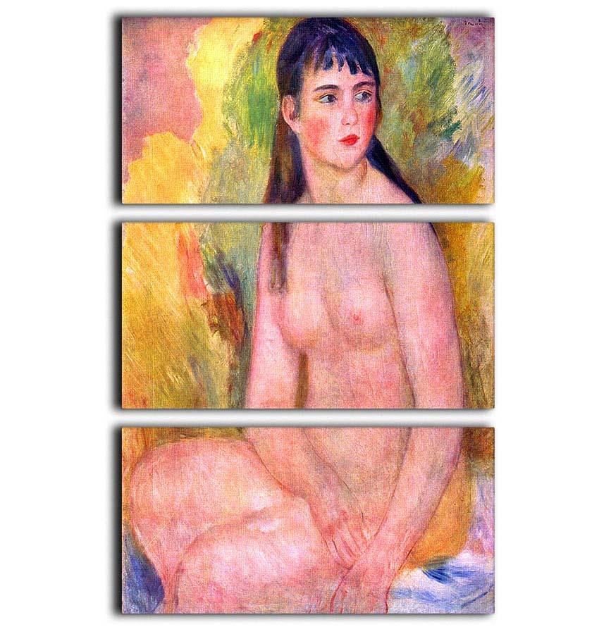 Nude female by Renoir 3 Split Panel Canvas Print - Canvas Art Rocks - 1