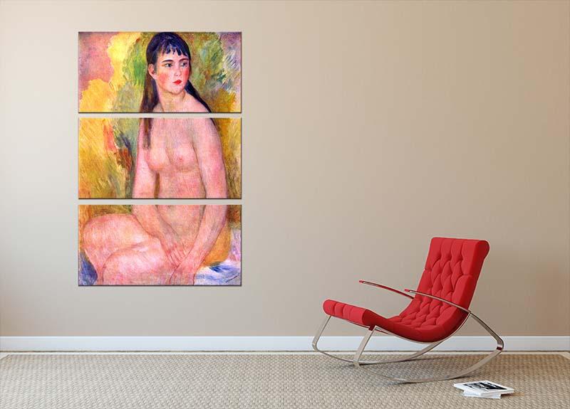 Nude female by Renoir 3 Split Panel Canvas Print - Canvas Art Rocks - 2