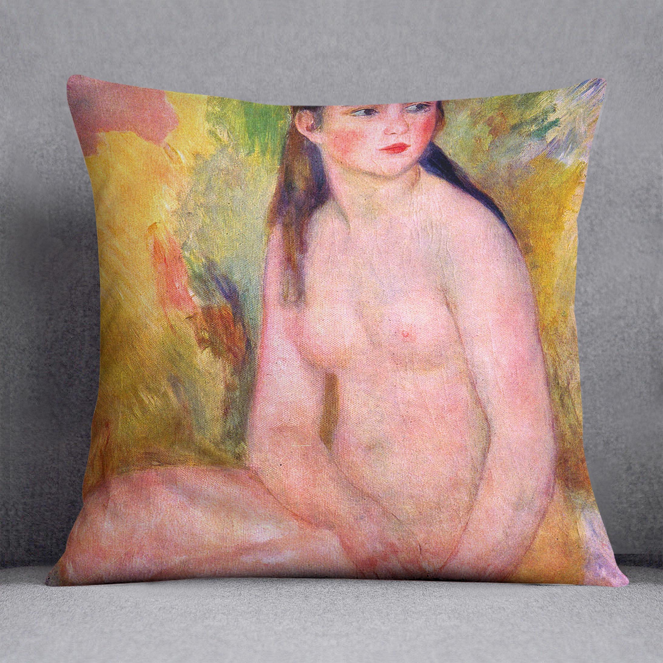 Nude female by Renoir Cushion