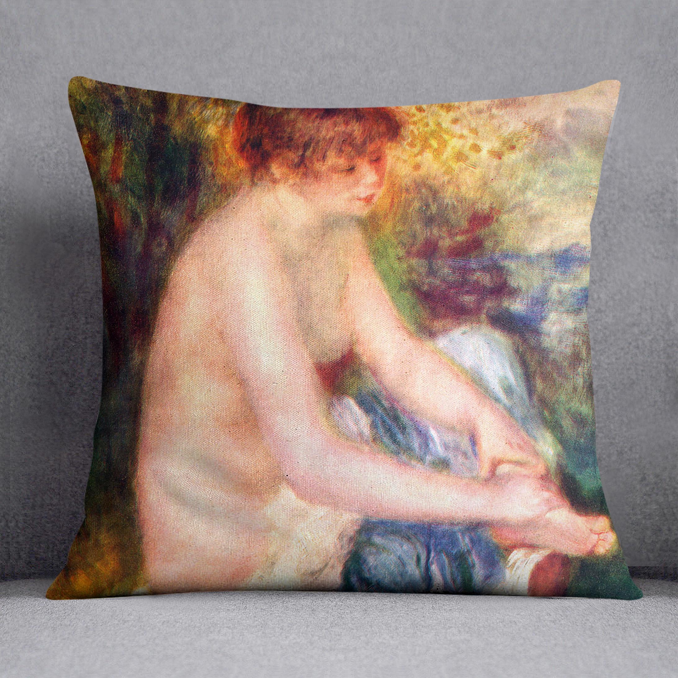 Nude in blue by Renoir Cushion